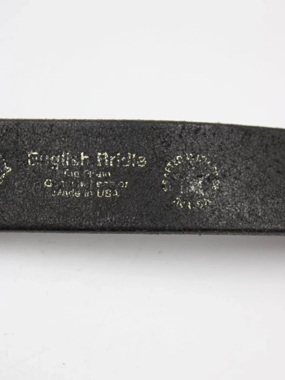 Top Grain English Bridle Embossed Leather Belt Size 40 Black USA Made Brass Tone